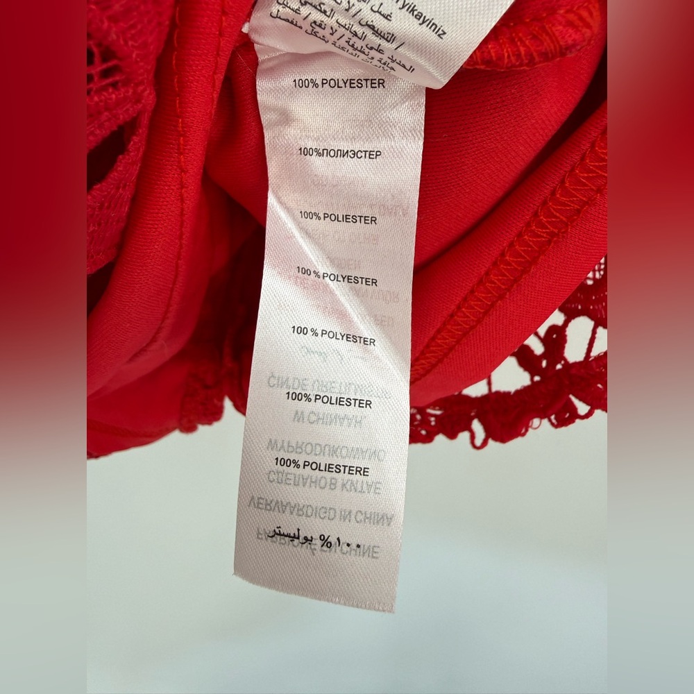Paper Dolls London Red Lace Off-Shoulder Bodycon Cocktail Floral Lace Dress- 0 P - Picture 14 of 16